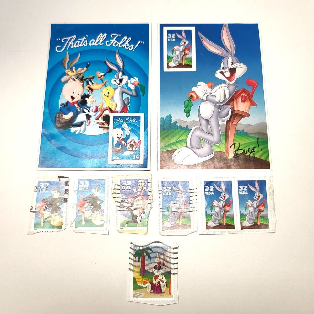 VTG VINTAGE 1996 1997 Looney Tunes Bugs Bunny Stamps Stamp Collection Lot